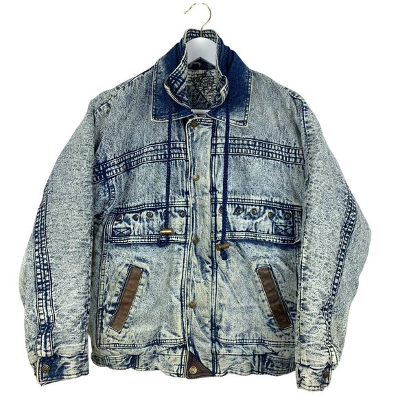 Vintage Horizon Outer Wear Jacket Adult Large Acid Wash Mario Blue Jean Denim - Picture 2 of 16